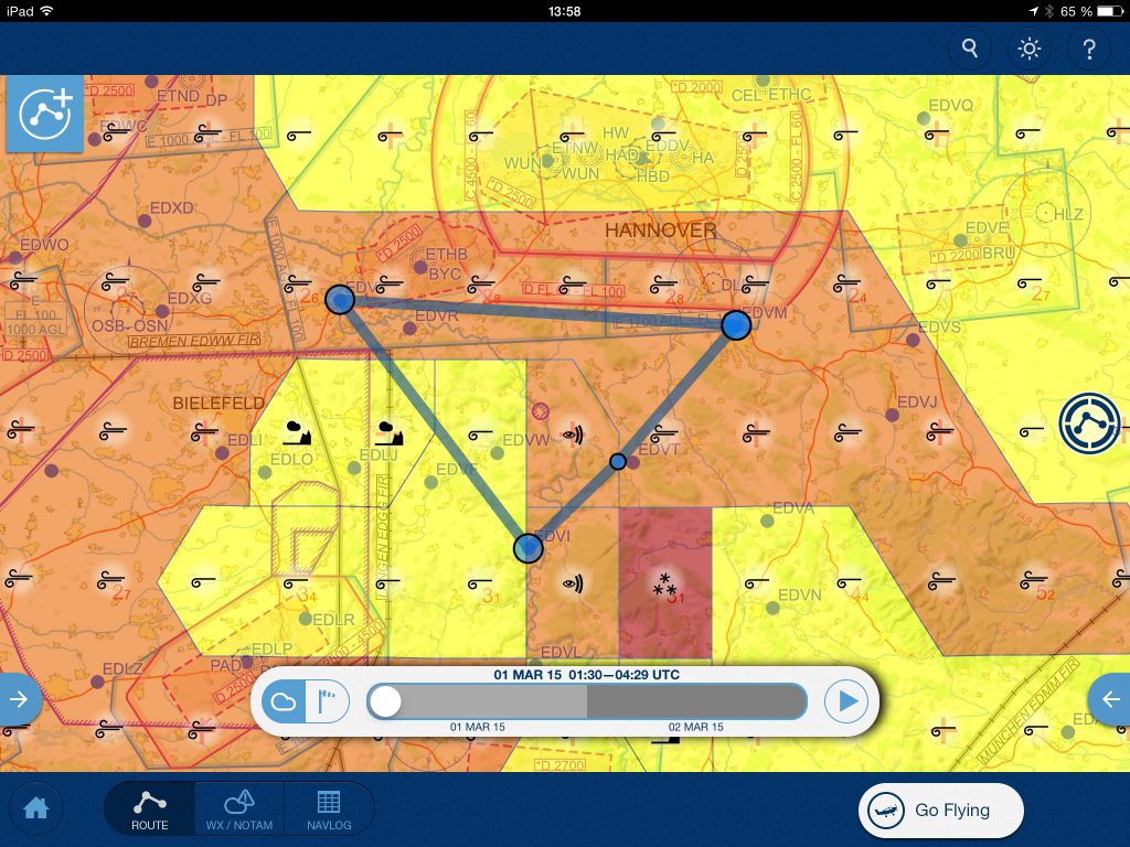 Jeppesen Mobile FliteDeck Wetterdarstellung